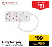 Powerworx 6-Way Multiplug (3 x 16 A & 3 x 6 A)