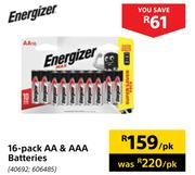 Energizer  AA & AAA Batteries- 16 Pack Per Pack