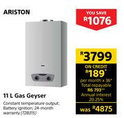 Ariston 11 L Gas Geyser