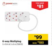 Powerworx 6 Way Multiplug-3 x 16A & 3 x 6A