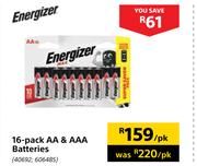 Energizer AA & AAA Bateries-16's Per Pack
