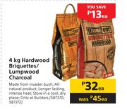 4kg Hardwood Briquettes/ Lumpwood Charcoal-Each