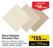 Nano Polished Porcelain Tiles 600mm x 600mm-Per Box