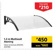 1.2m Multiwall Awning (Clear Or Bronze)