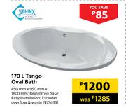 Sphinx 170L Tango Oval Bath 450mm x 950mm x 1800mm