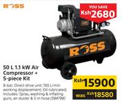Ross 1.1KW Air Compressor + 5 Piece Kit-50Ltr