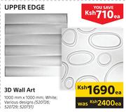 Upper Edge 3D Wall Art 1000 x 1000mm In White-Each