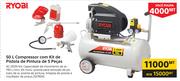 Ryobi 50Ltr Compressor com Kit de pistola de Pintura de 5 Pecas AC-2005/Kit