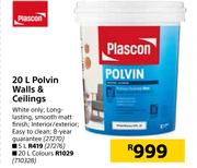 Plascon Polvin Walls & Ceilings(Colours)-20Ltr