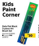 Dala Flat Black 6 Piece Art Brush Set Assorted