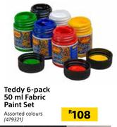 Teddy 6 Pack Fabric Paint Set (Assorted Colours)-50ml