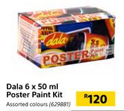 Dala 6 x 50ml Poster Paint Kit (Assorted Colours)