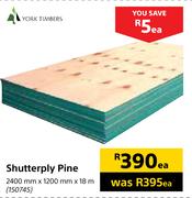 York Timbers Shutterply Pine 2400mmX1200mmX18m-Each