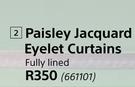 Design House Paisley Jacquard Eyelet Curtains Fully Lined