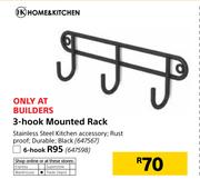 Homekitchen 3 Hook Mounted Rack