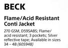 Beck Flame/Acid Resistant Conti Jacket-Each