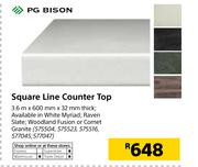 PG Bison Square Line Counter Top-3.6m x 600mm x 32mm Thick