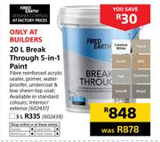 Fired Earth 20Ltr Break Through 5 In 1 Paint
