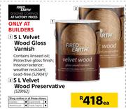 Fired Earth Velvet Wood Preservative-5Ltr