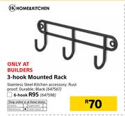 Home & Kitchen 6 Hook Mounted Rack