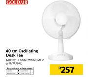Goldair 40cm Oscillating Desk Fan