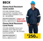 Beck Flame/Acid Resistant Conti Jacket/Flame/Acid Resistant Conti Pants-Each