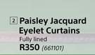 Design House Paisley Jacquard Eyelet Curtains