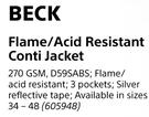 Beck Flame/Acid Resistant Conti Jacket-Each