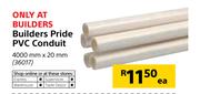 Builders Pride PVC Conduit-4000mm x 20mm Each