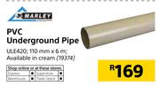 Marley PVC underground Pipe ULE420-110mm x 6m 