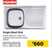 Franke Single Bowl Sink PLN611-800mm x 460mm