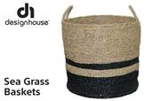 Design House Sea Grass Baskets (Natural & Black)-390mm x 390mm x 350mm