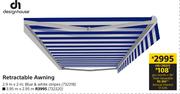 Design House Retractable Awning (Blue & White Stripes)-3.95m x 2.95m
