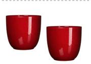 Tusca Ceramic Pot (Dark Red)-130mm x 135mm Each