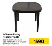 900mm Ebony 4-Seater Table