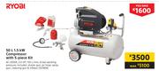 Ryobi 50L 1.5kW Compressor With 5 Piece Kit AC-2055K