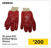 Hennox 10-Pack PVC Knitted Wrist Gloves EN388:4121