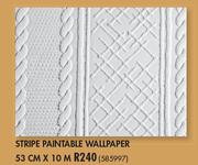 Fired Earth Stripe Paintable Wallpaper-53cm x 10m