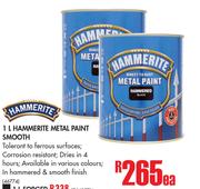 Hammerite Metal Paint Smooth-1Ltr Each