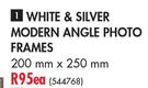 White & Silver Modern Angle Photo Frames-200mm x 250mm Each