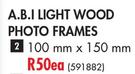 A.B.I Light Wood Photo Frames-100mm x 150mm