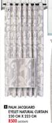 Palm Jacquard Eyelet Natural Curtain-230cm x 223cm