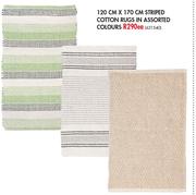 Striped Cotton Rugs In Colours 120cm x 170cm-Each