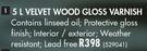Fired Earth Velvet Wood Gloss Varnish-5Ltr