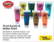 Crazy Crafts 75ml Acrylic & Glitter Paint-Each