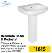 Solo Bermuda Basin & Pedestal- 550 mm x 430 mm x 810 mm