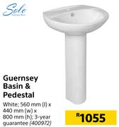 Solo Guernsey Basin & Pedestal- 560 mm (l) x 440 mm (w) x 800 mm (h)