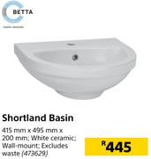 Betta Shortland Basin- 415 mm x 495 mm x 200 mm