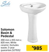 Solo Solomon Basin & Pedestal- 490 mm x 410 mm x 820 mm
