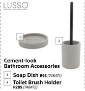 Lusso Cement Look Bathroom Accessories Toilet Brush Holder